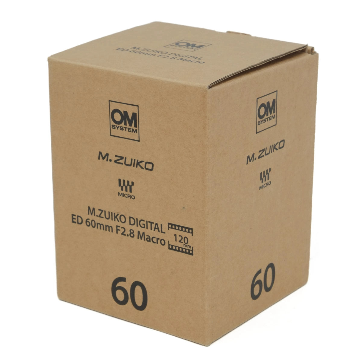 Cardboard box with M.Zuiko branding on a white background