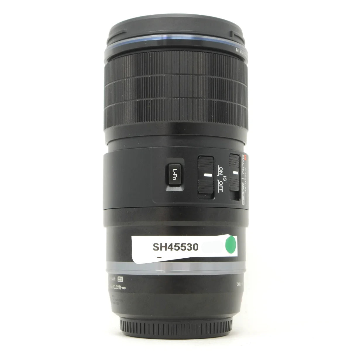 Used OM System M.Zuiko PRO 90mm F3.5 Macro IS PRO Lens - side angle 