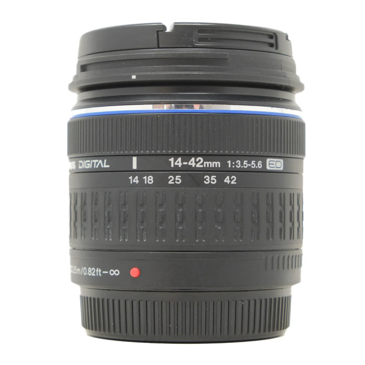 Used Olympus 4/thirds 14-42mm F3.5-5.6 lens - front angle 