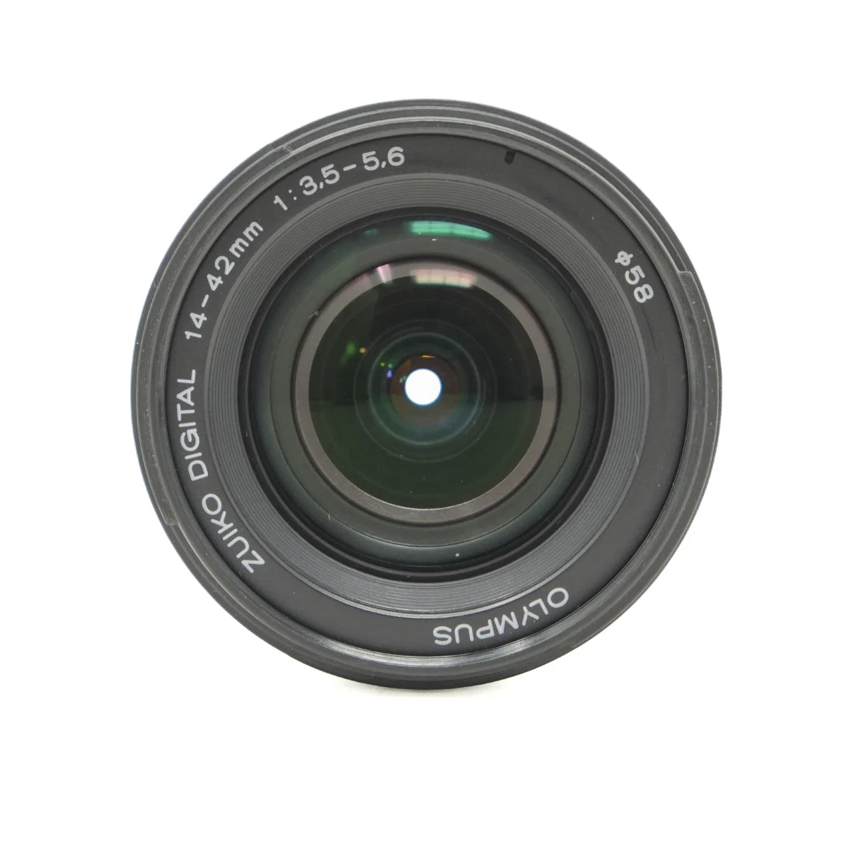 Used Olympus 4/thirds 14-42mm F3.5-5.6 lens - top angle