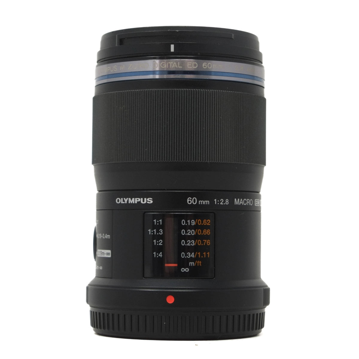 Used Olympus 60mm F2.8 Macro ED Lens - Front angle 