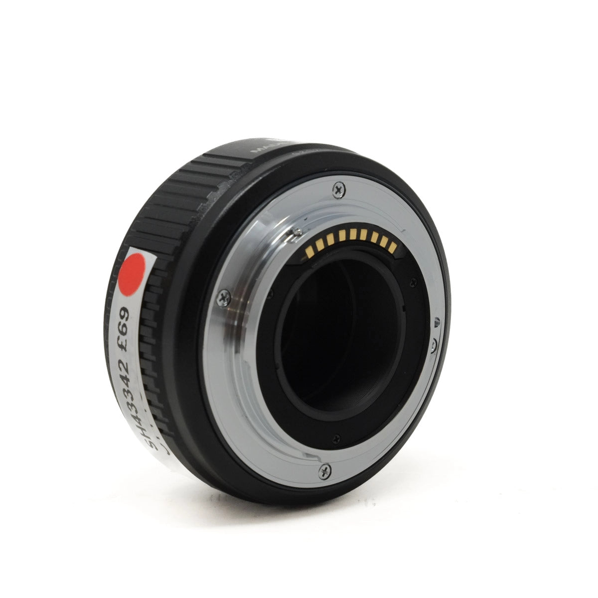 Camera lens mount adapter on a white background