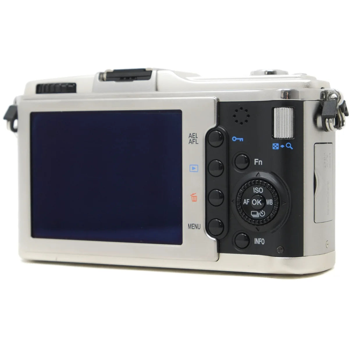 Used Olympus E-P1 with 14-42mm lens - back angle 