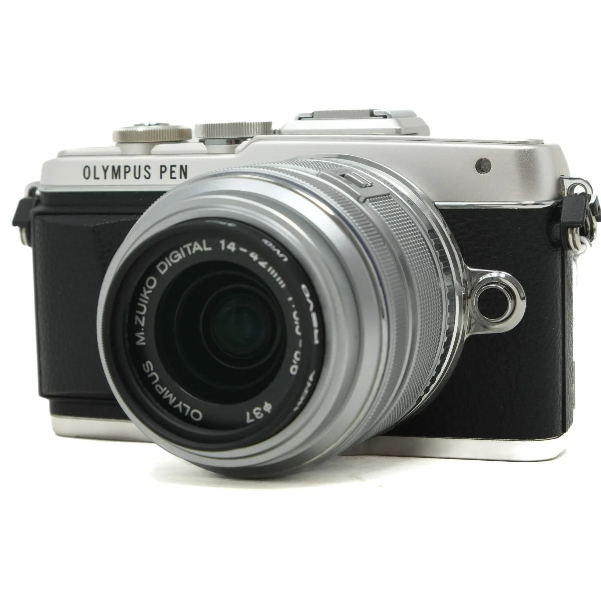 Used Olympus Pen E-PL7 mirrorless camera - front angle 