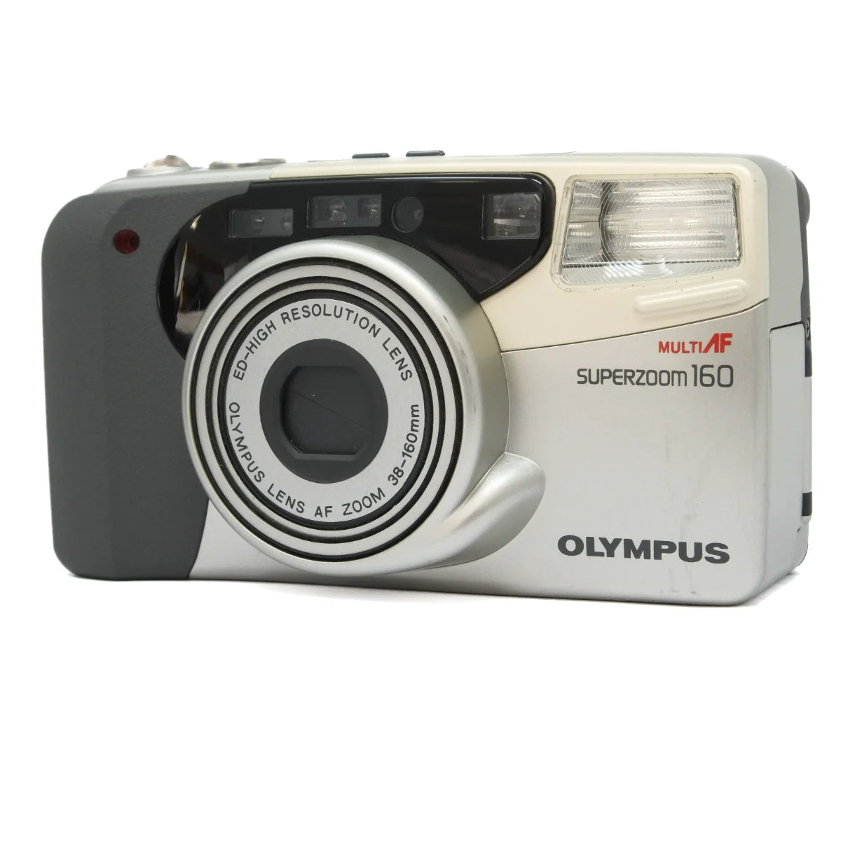 Used Olympus Superzoom 160 35mm film camera - front angle 