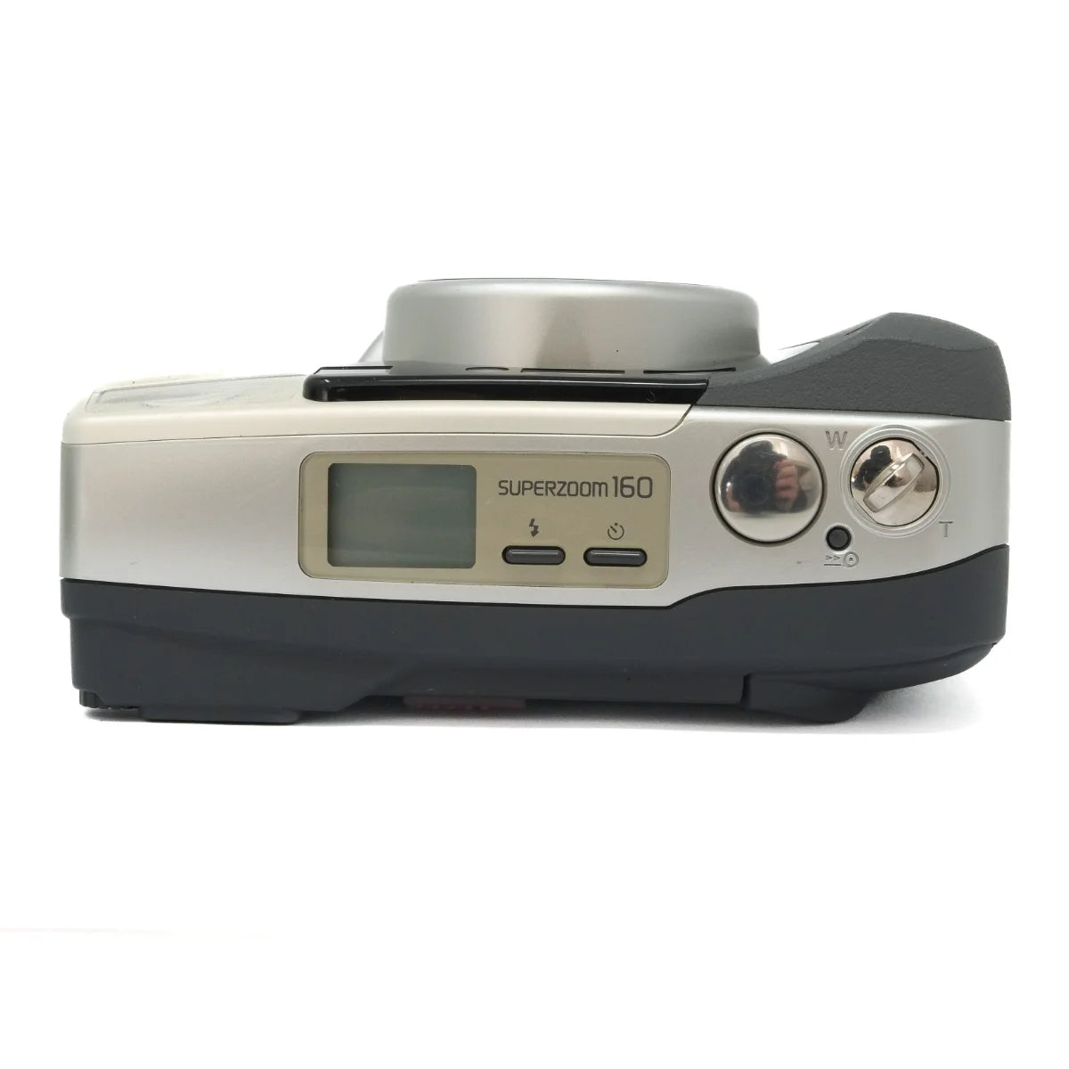 Used Olympus Superzoom 160 35mm film camera - top angle 
