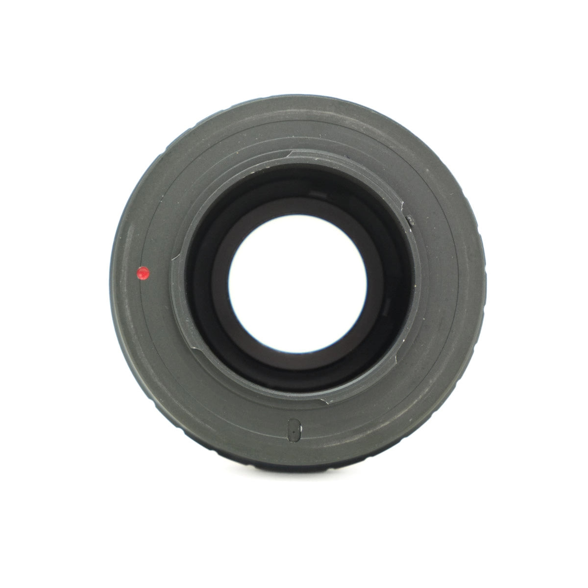 Used Olympus Zuiko 50mm F1.8 prime lens fitted with MFT adapter - bottom angle 