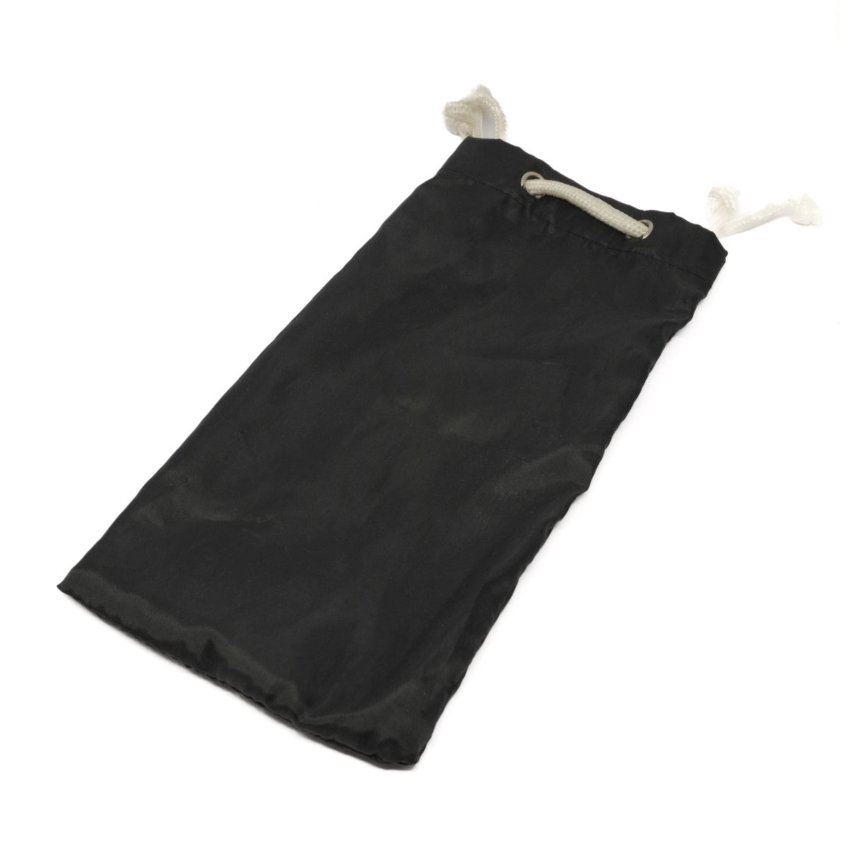 Black drawstring bag on a white background