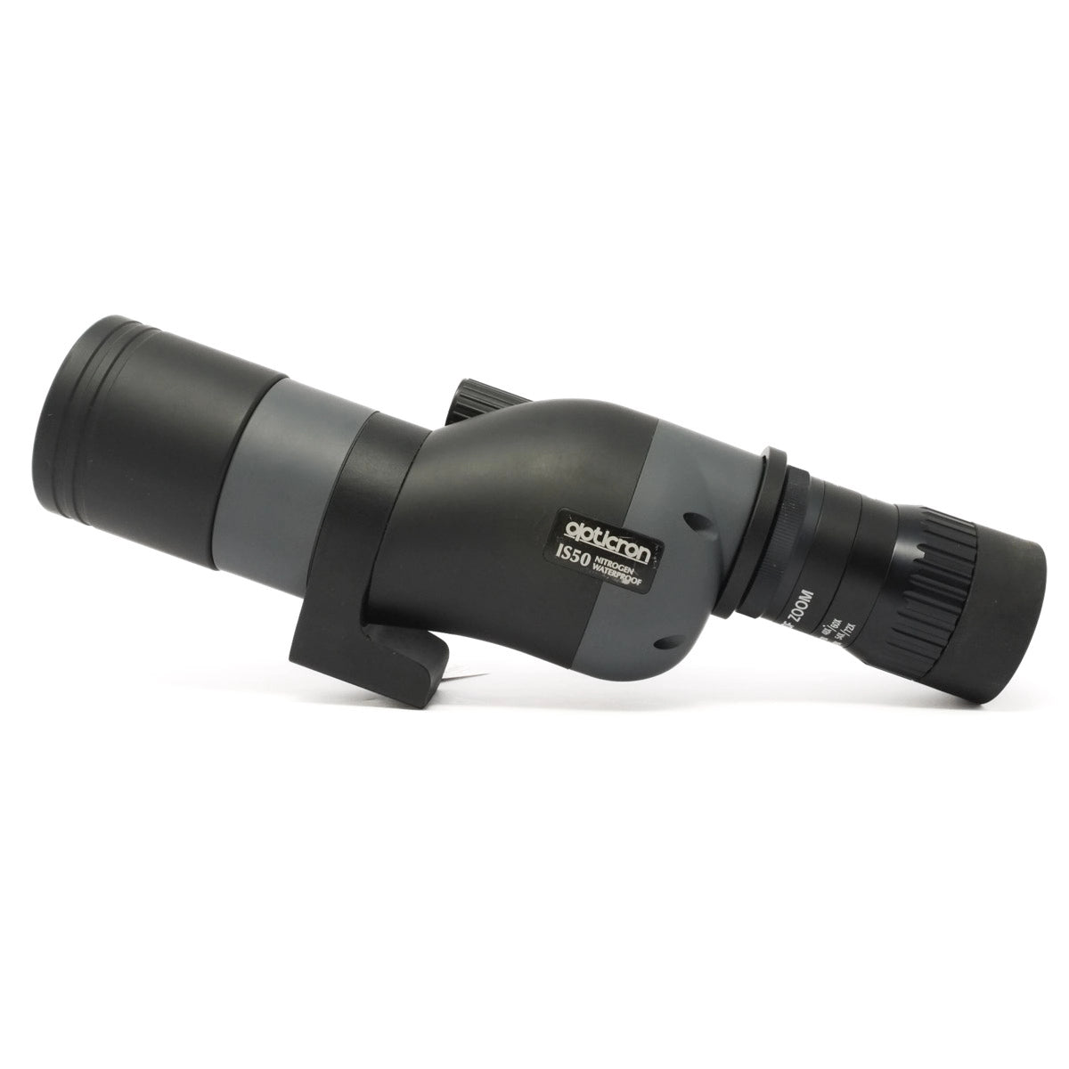 Used Opticron IS50 travel scope with 2 eye pieces - side angle 