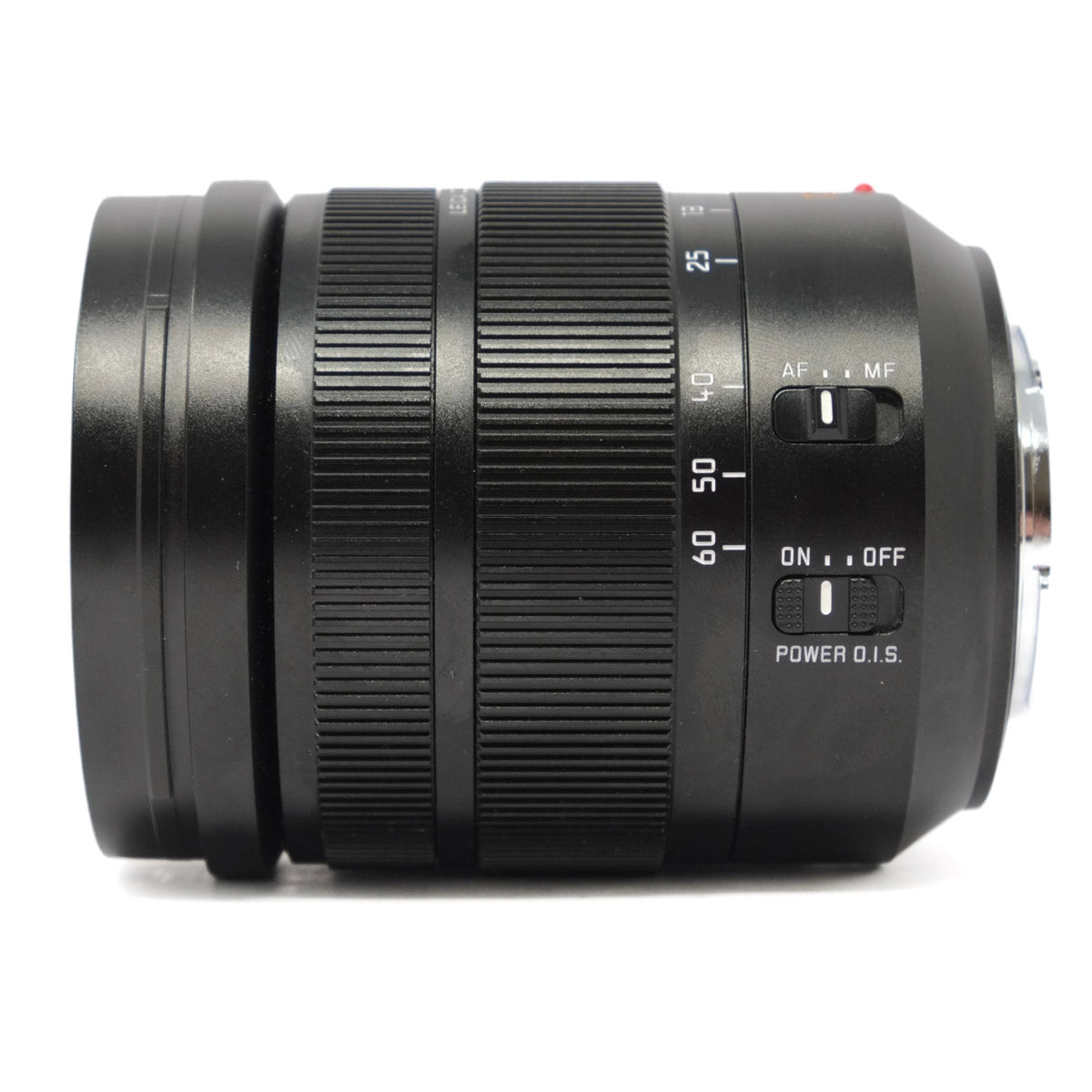Camera lens with control buttons on a white background