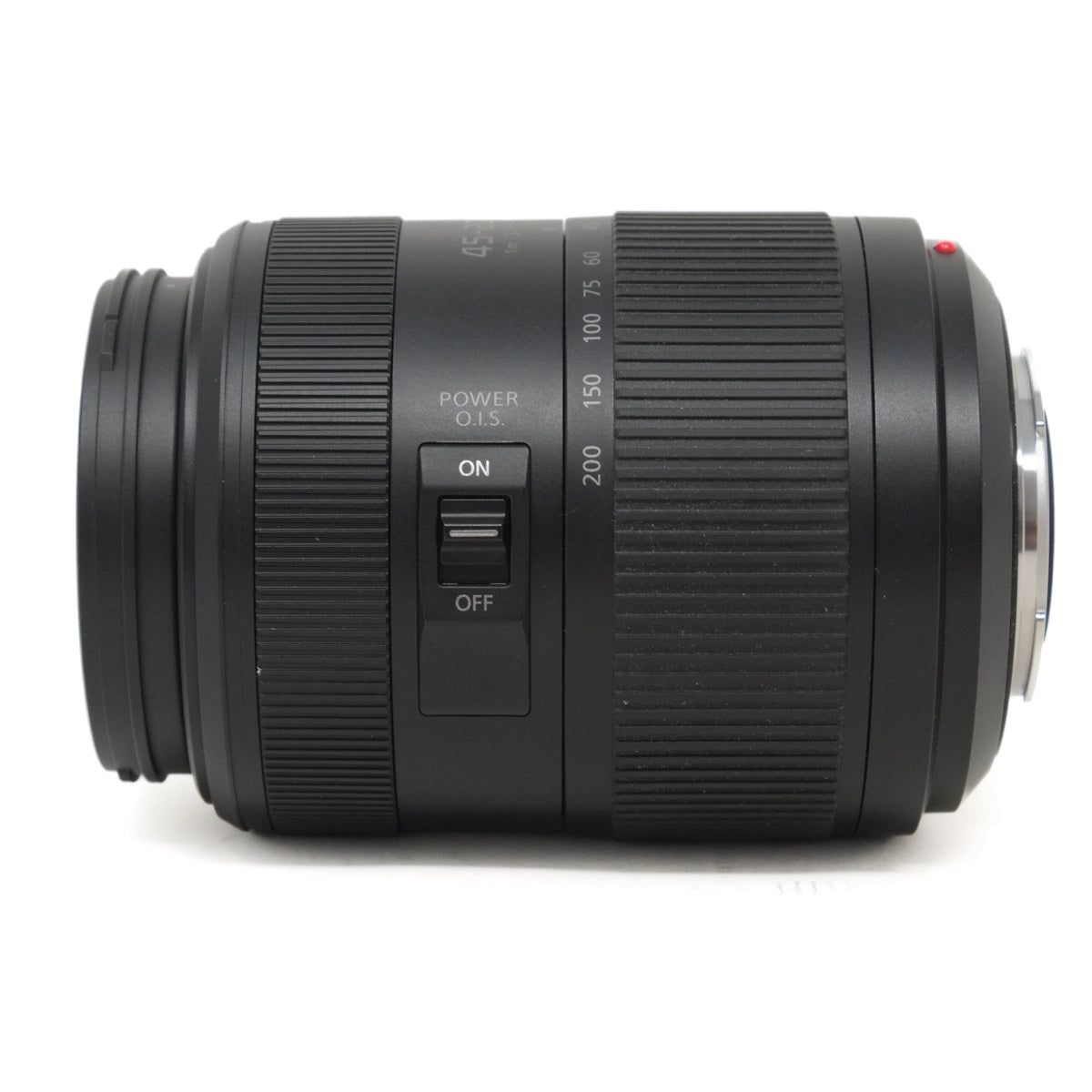 Camera lens with control buttons on a white background