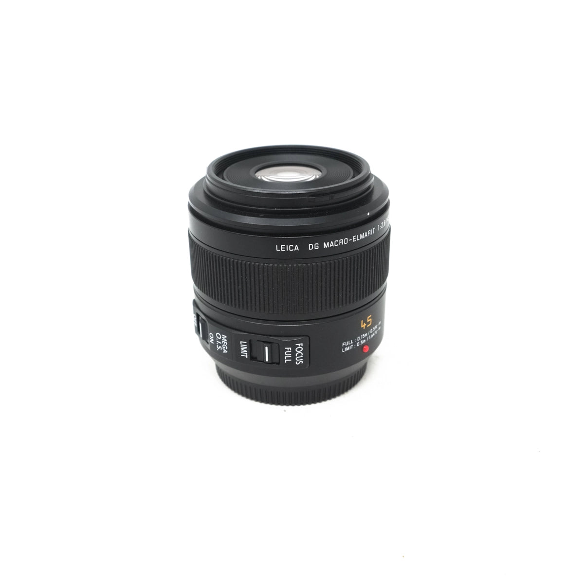 Used Panasonic Lumix 45mm F2.8 ASPH Macro Lens - Front angle 