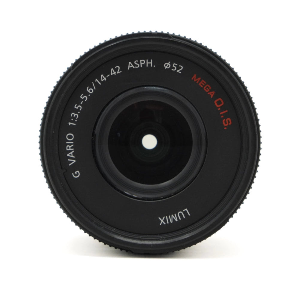 Camera lens with technical specifications on a white background
