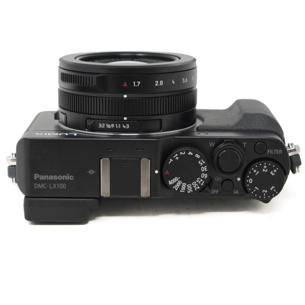 Black Panasonic camera on a white background