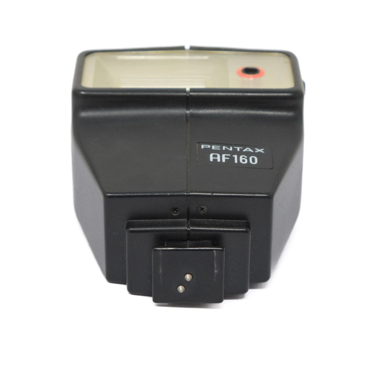Pentax AF160 flash unit on a white background
