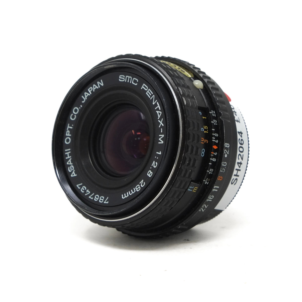 Used Pentax-M 28mm F2.8 PK-M Lens - Top angle 