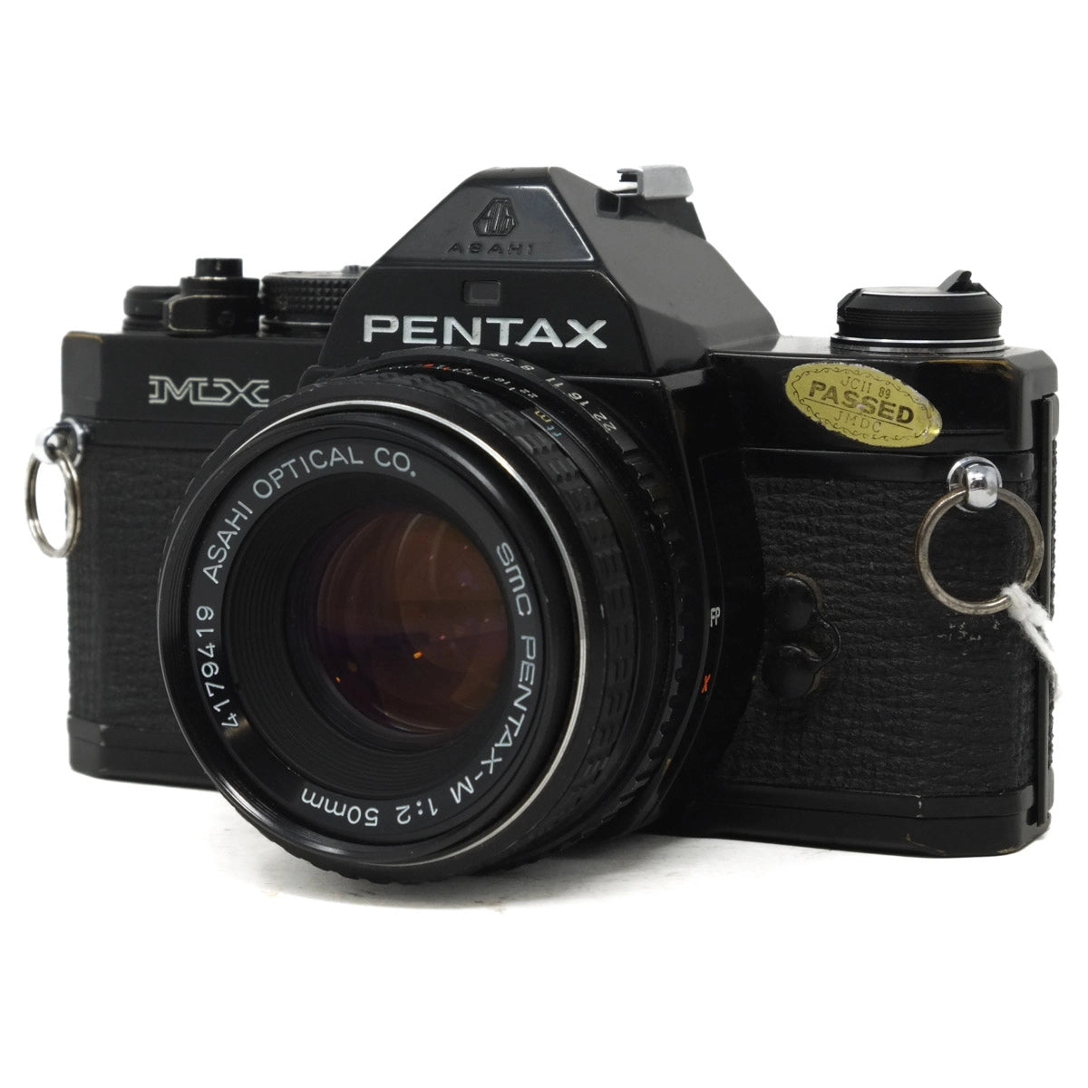 Used Pentax MX mechanical film camera with 50mm F2 - Front angle 