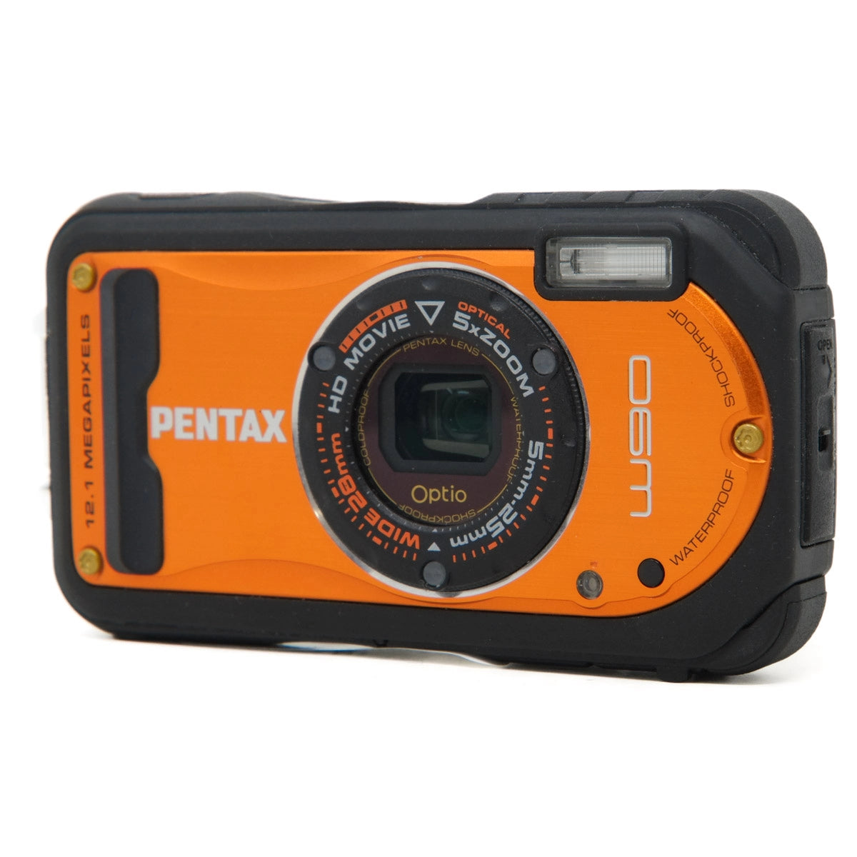 Used Pentax Optio W90 Water resistant camera - front angle 