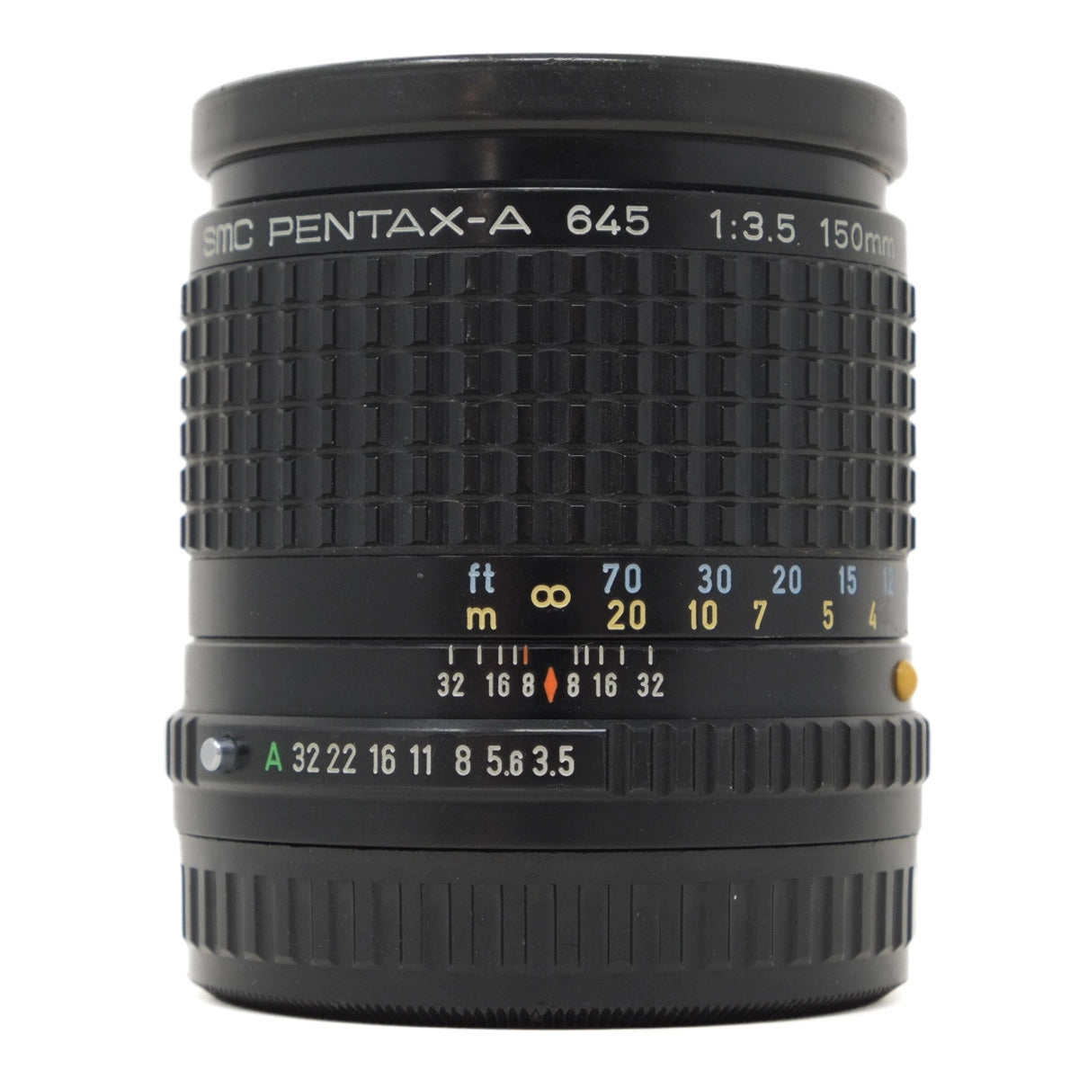 Used Pentax SMC Pentax-A 645 150mm f3.5 lens - front angle 