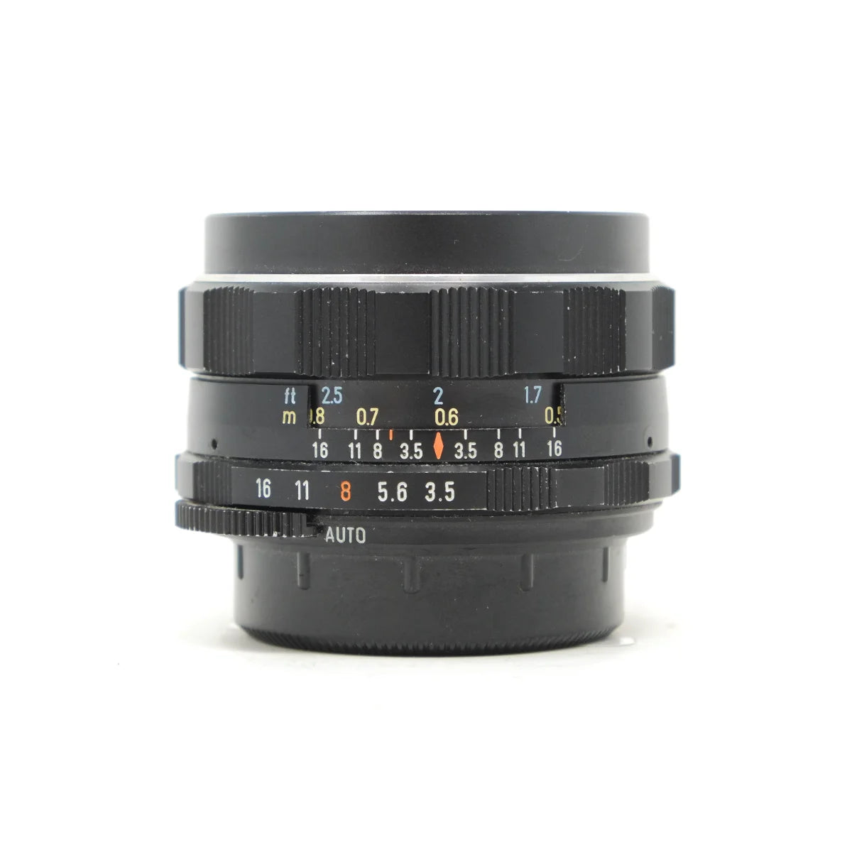 Used Pentax Takumar 35mm F3.5 Prime lens in M42 screw fit - front angle 