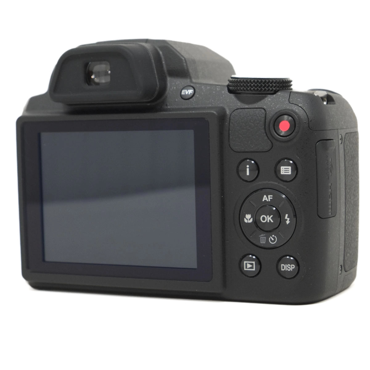 Black digital camera on a white background
