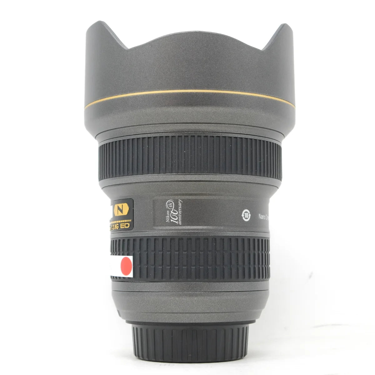 Used Rare Nikon AF-S 14-24mm F2.8 100th anniversary Edition - side angle 