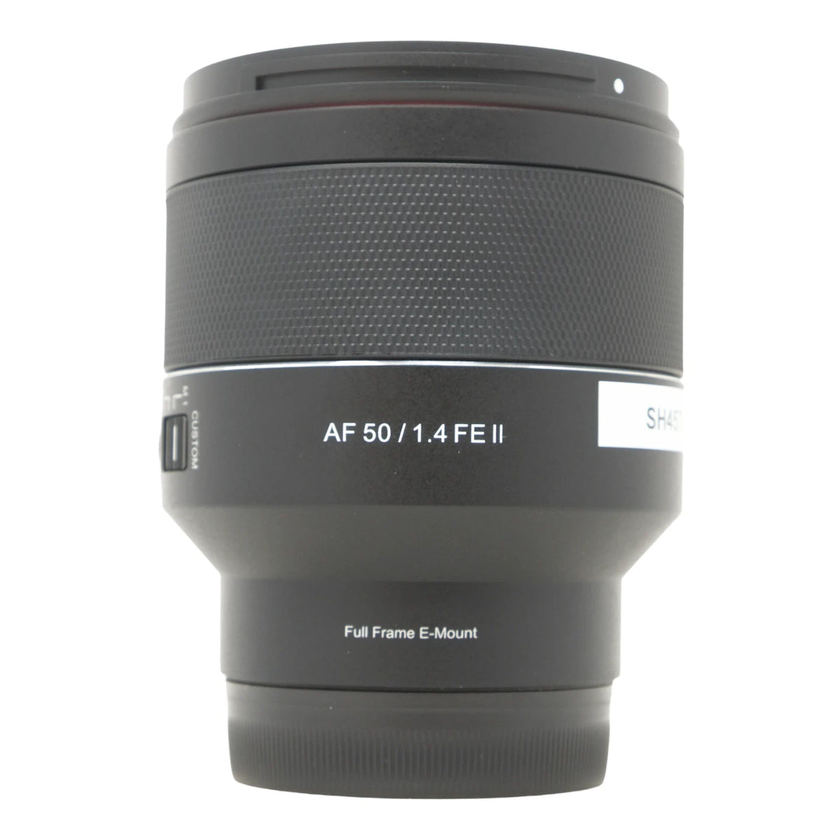 A black Sigma AF 50mm f/1.4 FE II full-frame lens on a plain white background.