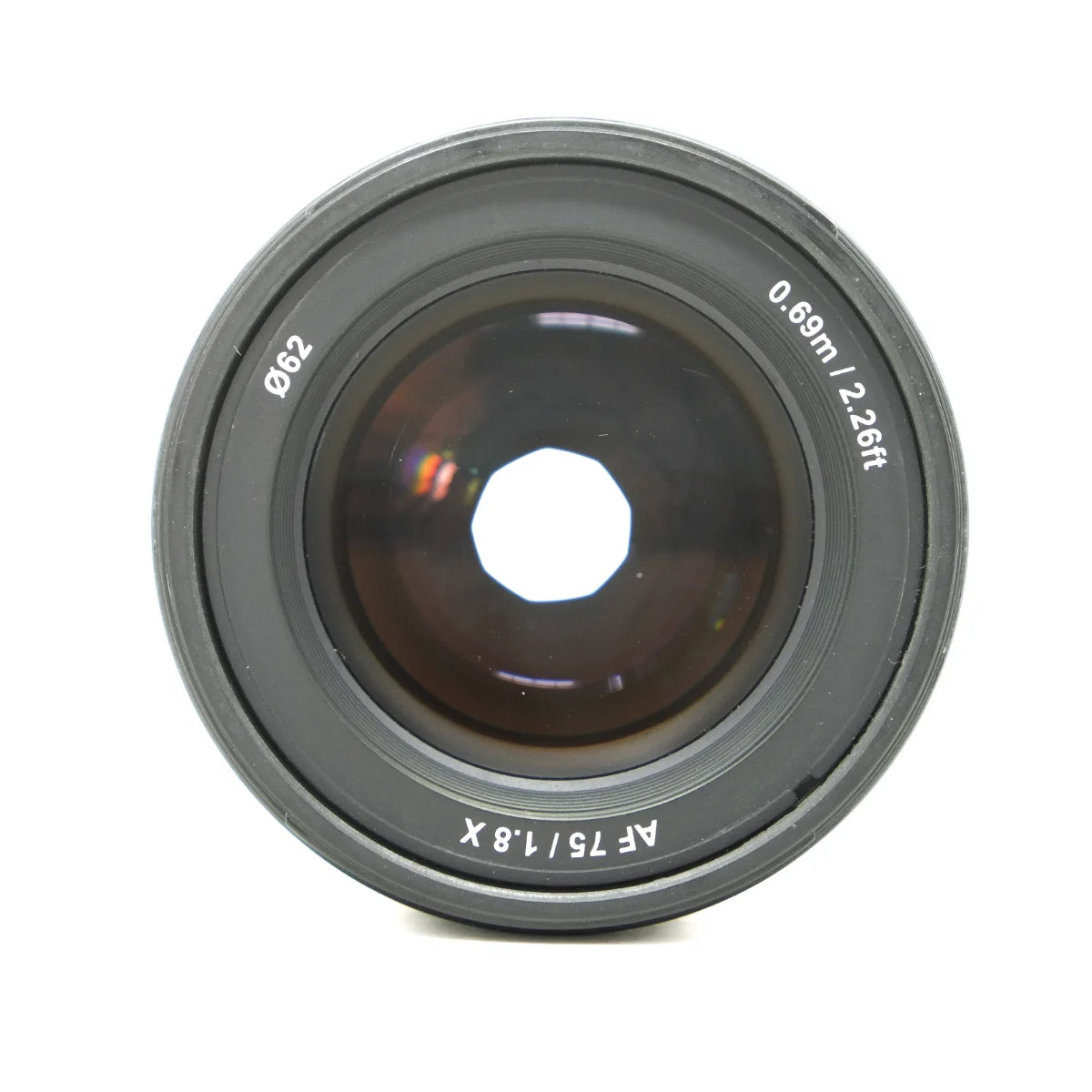 Used Samyang AF 75mm F1.8 Lens in Fuji X Mount - top angle 