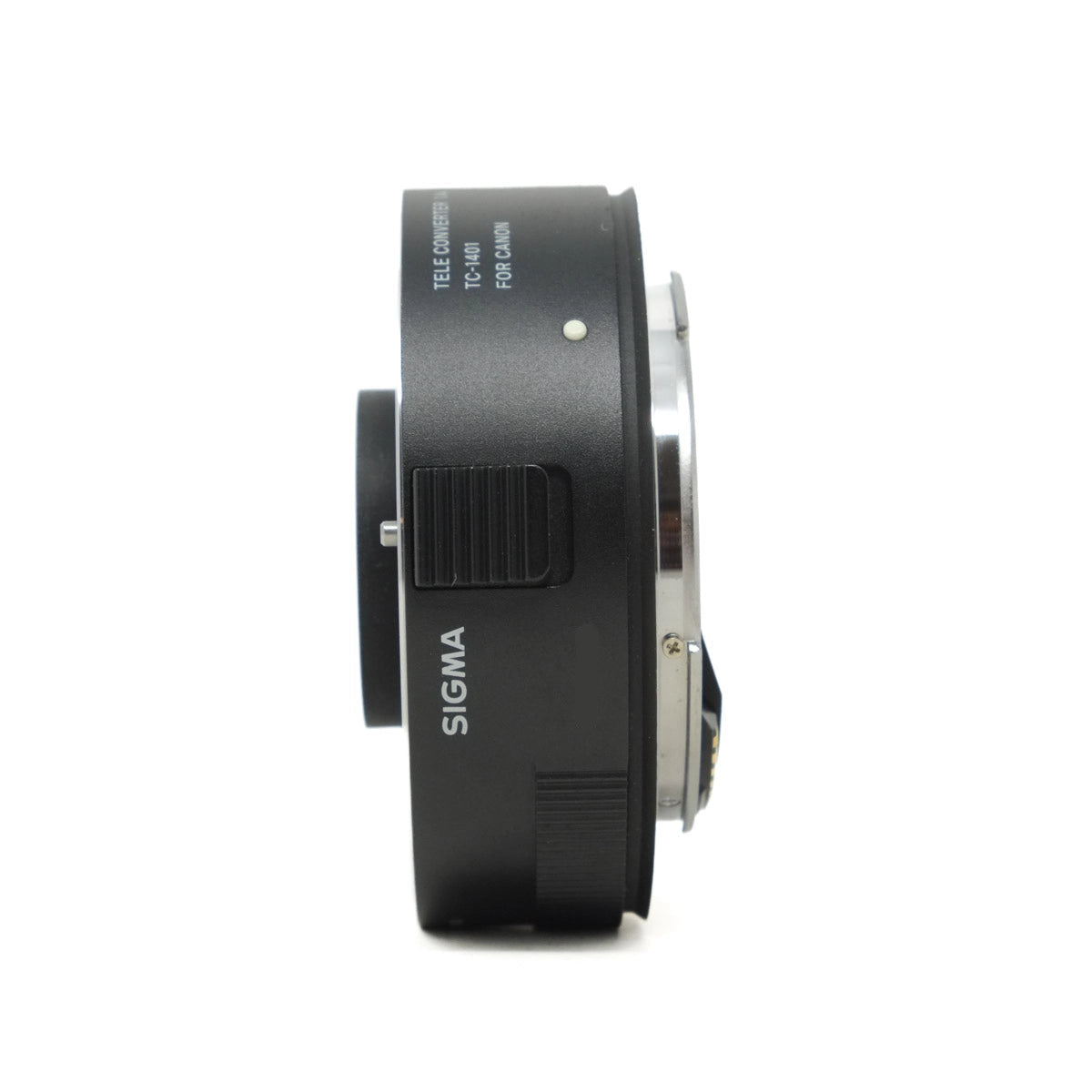Sigma camera lens teleconverter on a white background