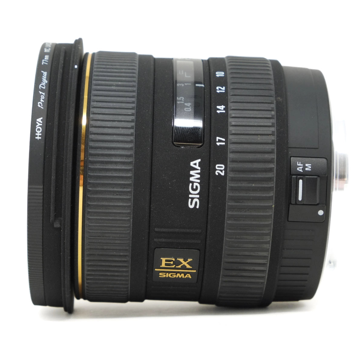 Sigma camera lens on a white background