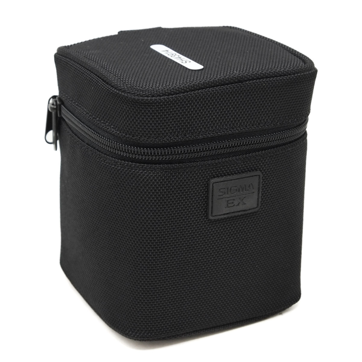 Black camera lens case with Sigma logo on a white background