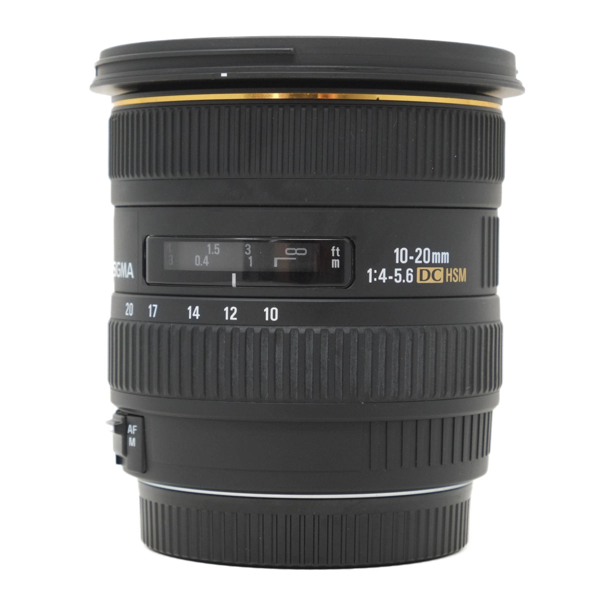 Used Sigma 10-20mm F4-5.6 EX DC Wide angle in Canon EF-S fitting - front angle 