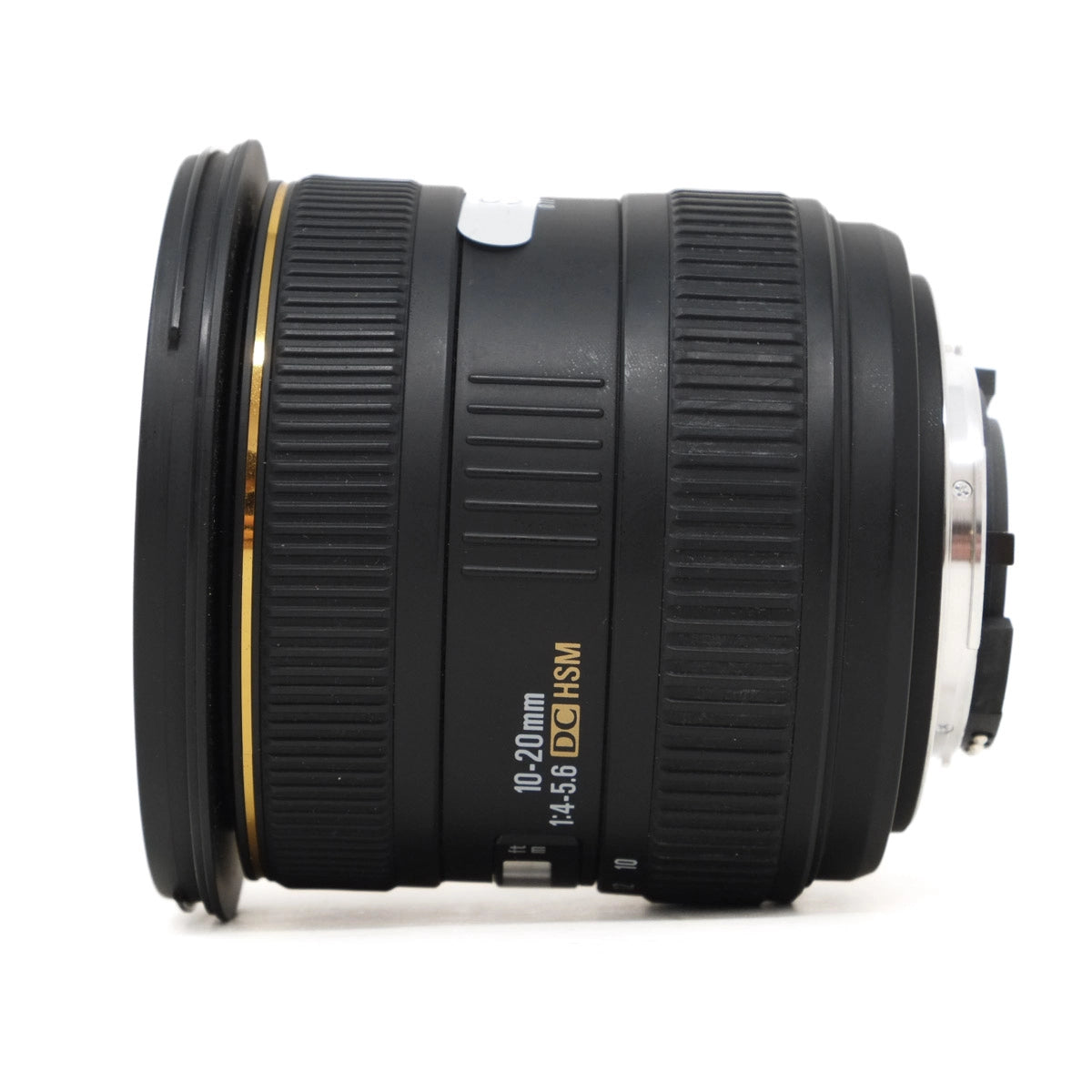 Camera lens with specifications on a white background