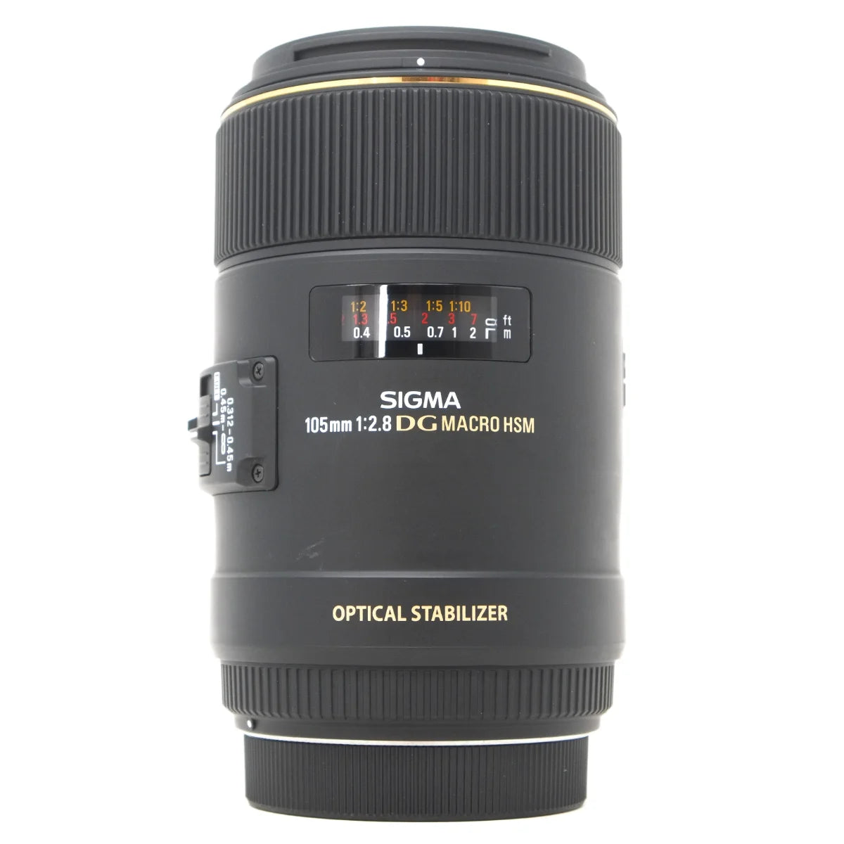 Used Sigma 105mm F2.8 EX DG Macro OS Lens in Canon EF mount - front angle 