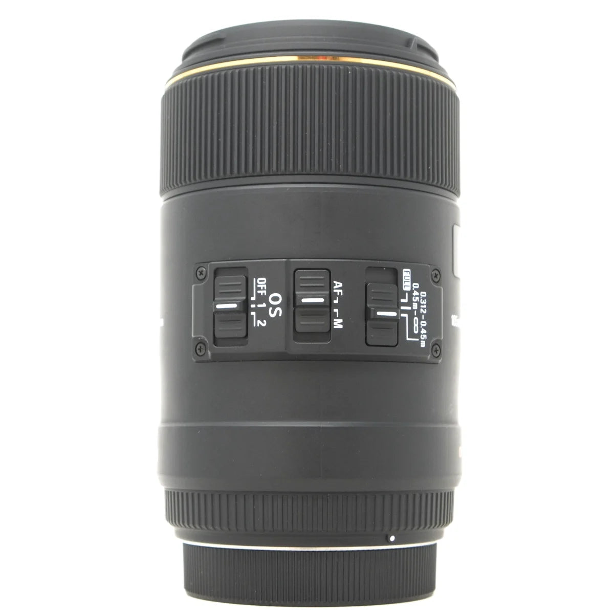 Used Sigma 105mm F2.8 EX DG Macro OS Lens in Canon EF mount - side angle 