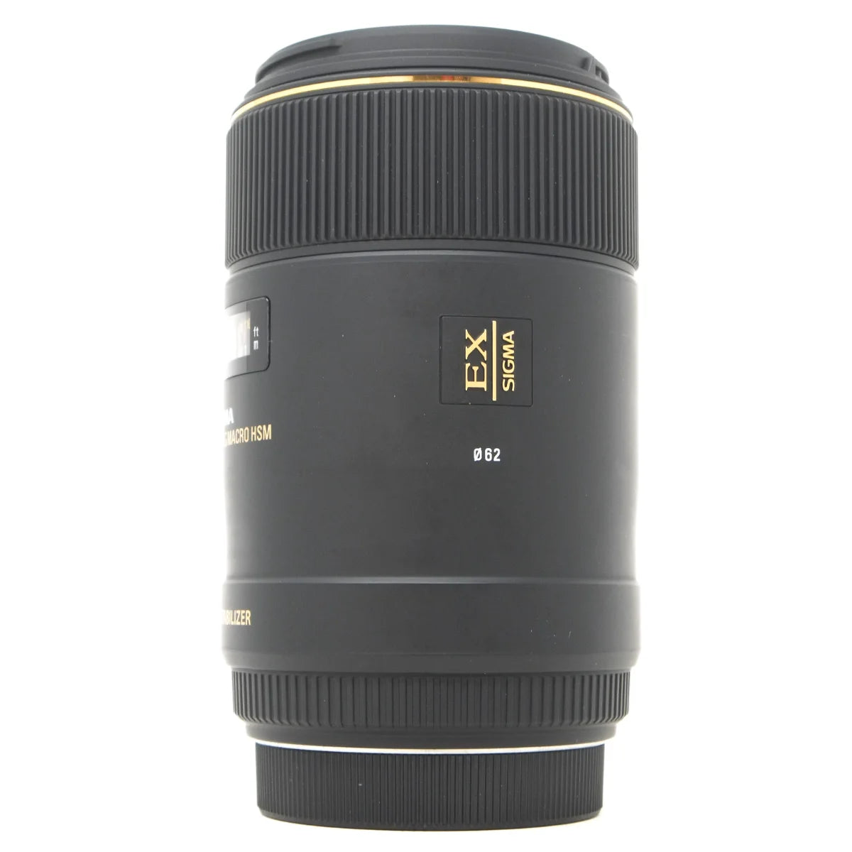 Used Sigma 105mm F2.8 EX DG Macro OS Lens in Canon EF mount - side angle 