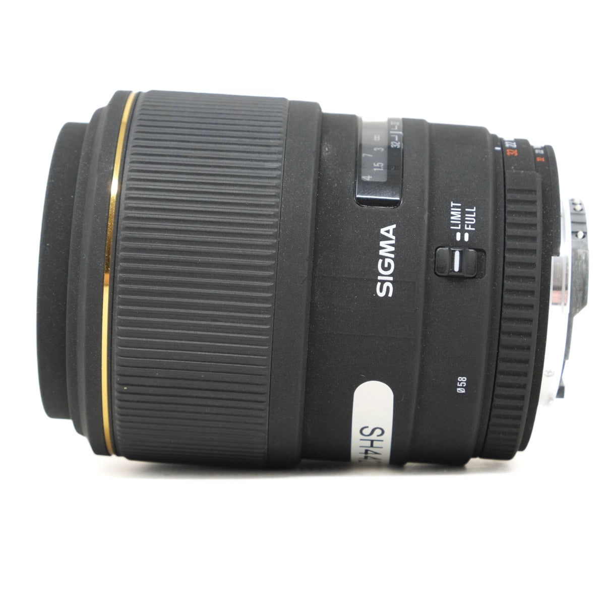 Used Sigma 105mm f2.8 D DG Macro Lens for Nikon F - side angle 
