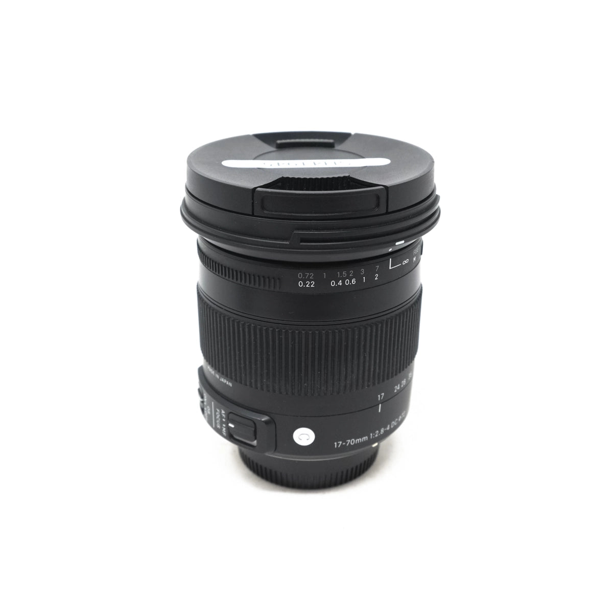 Used Sigma 17-70mm F2.8/4 DC OS Macro Lens - Nikon Fit - Front angle 