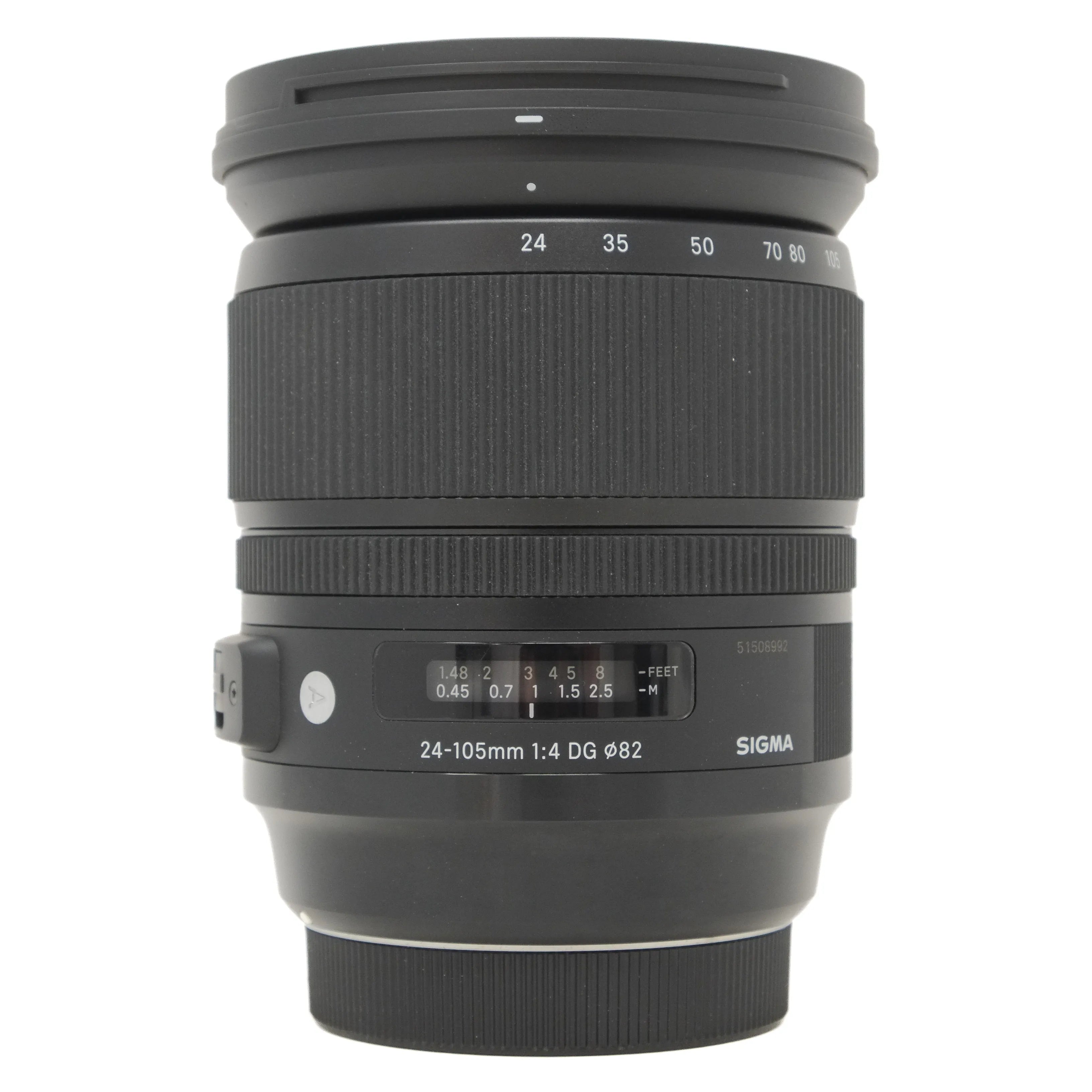 Sigma camera lens on a white background