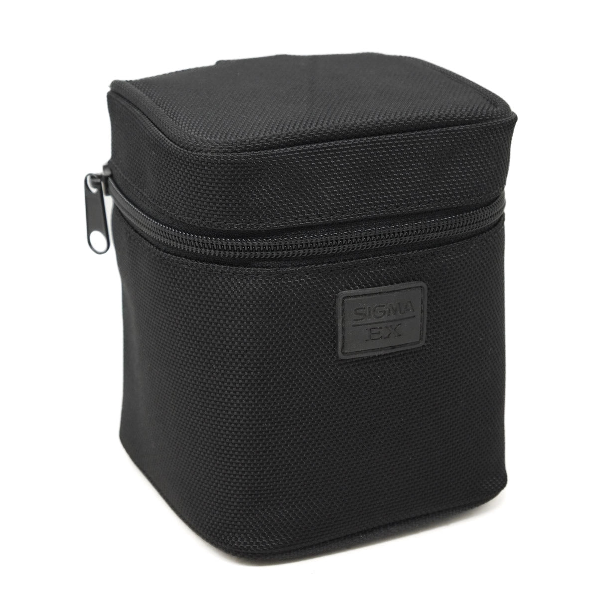 Black camera lens bag with Sigma logo on a white background