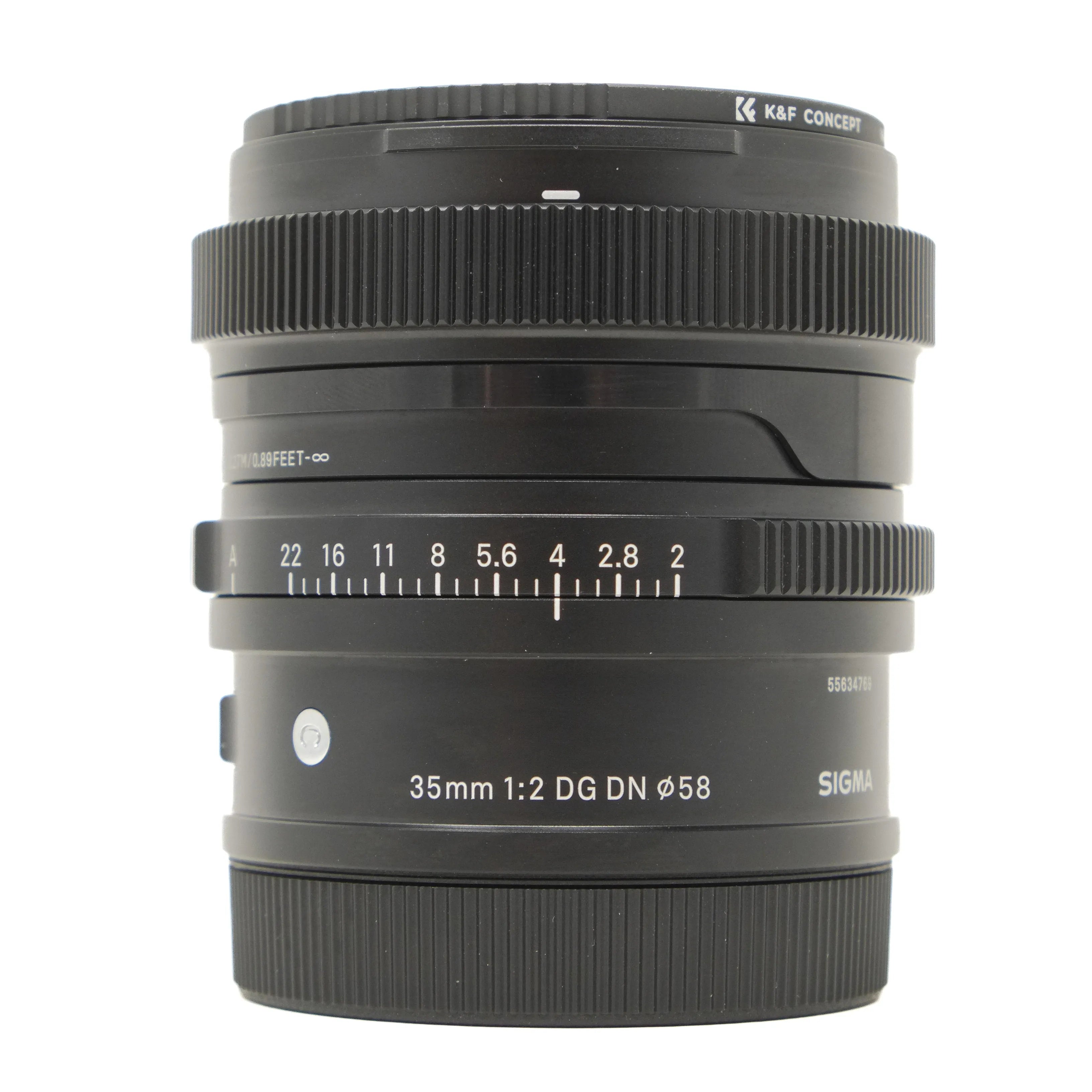 Sigma camera lens on a white background
