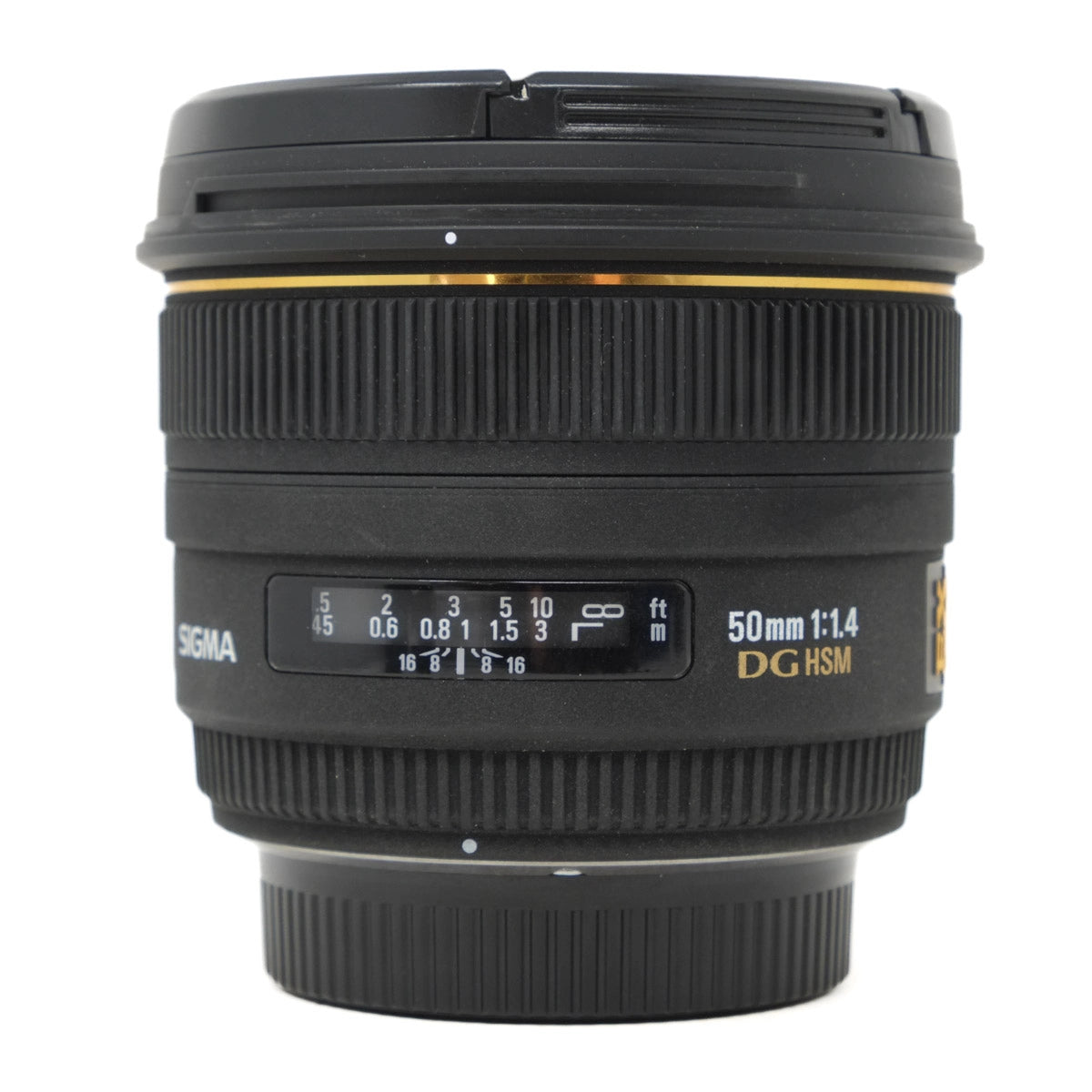 Sigma camera lens on a white background