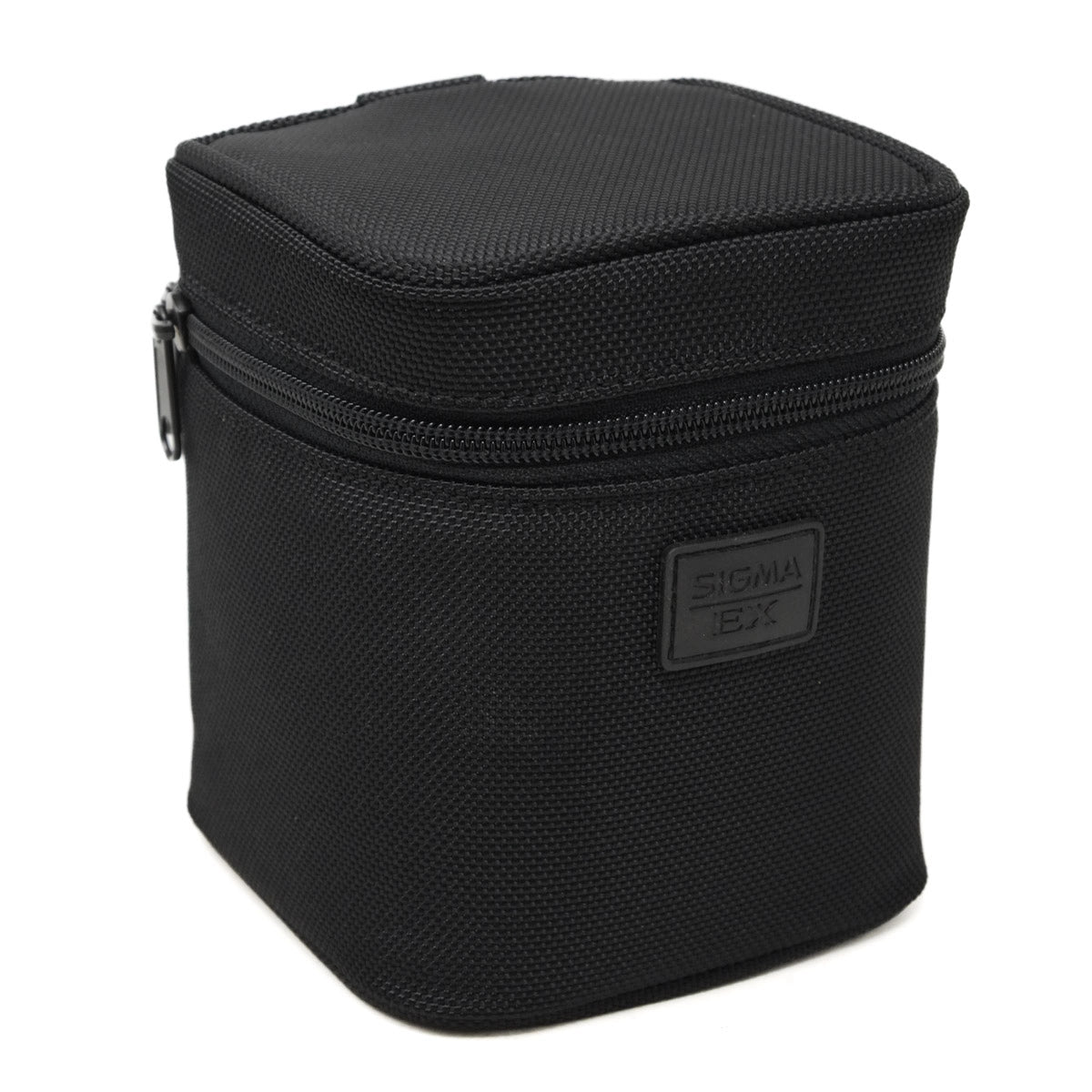 Black camera lens case with Sigma EX logo on a white background