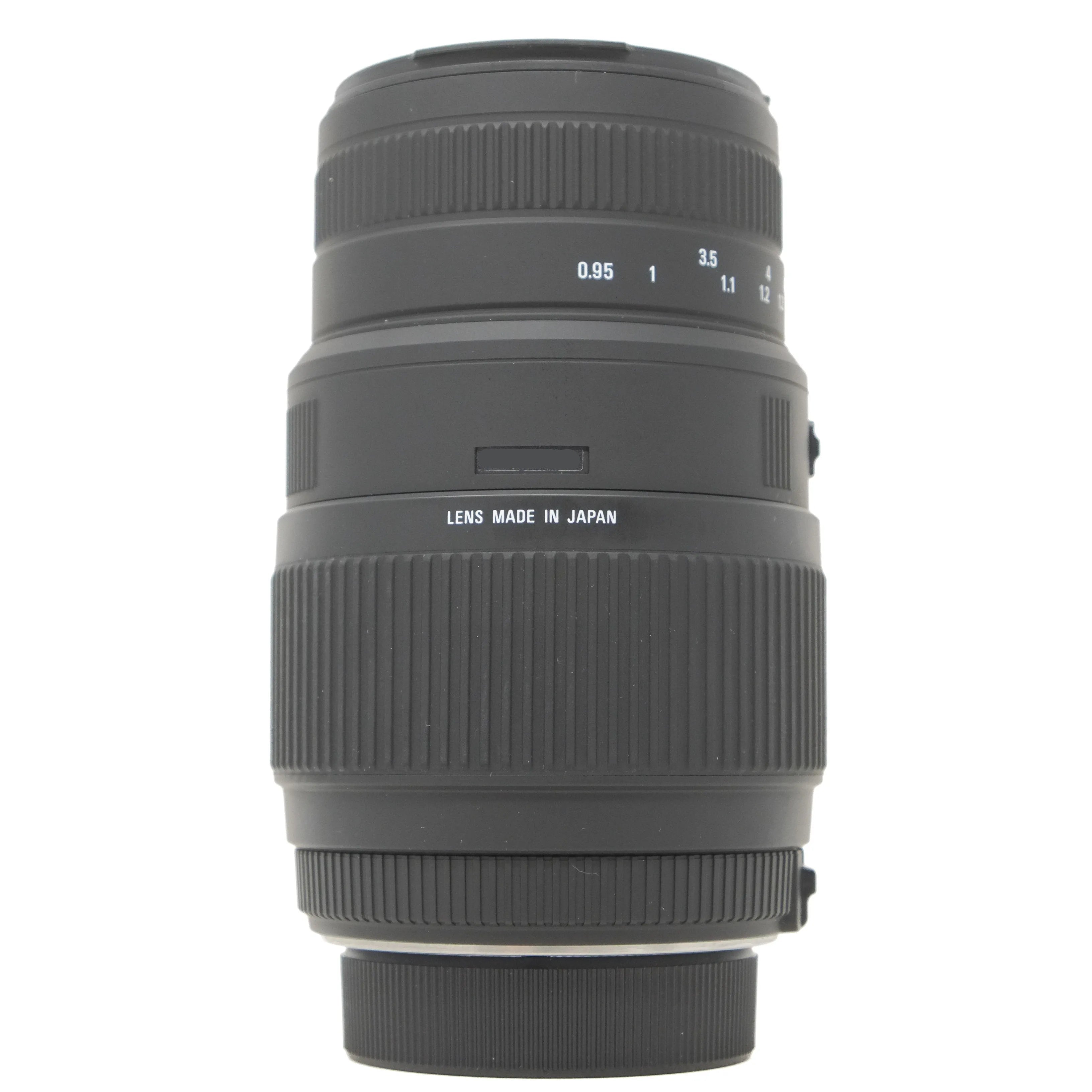 Camera lens with 'Lens Made in Japan' text on a white background