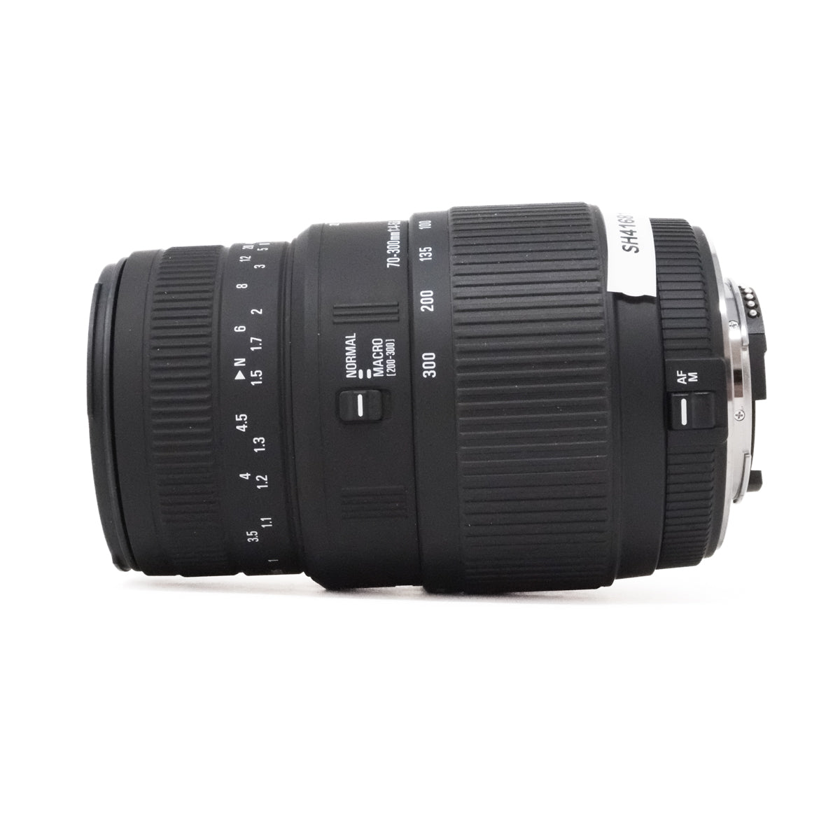 Used Sigma 70-300mm F4-5.6 DG macro lens for Nikon AF-S side angle