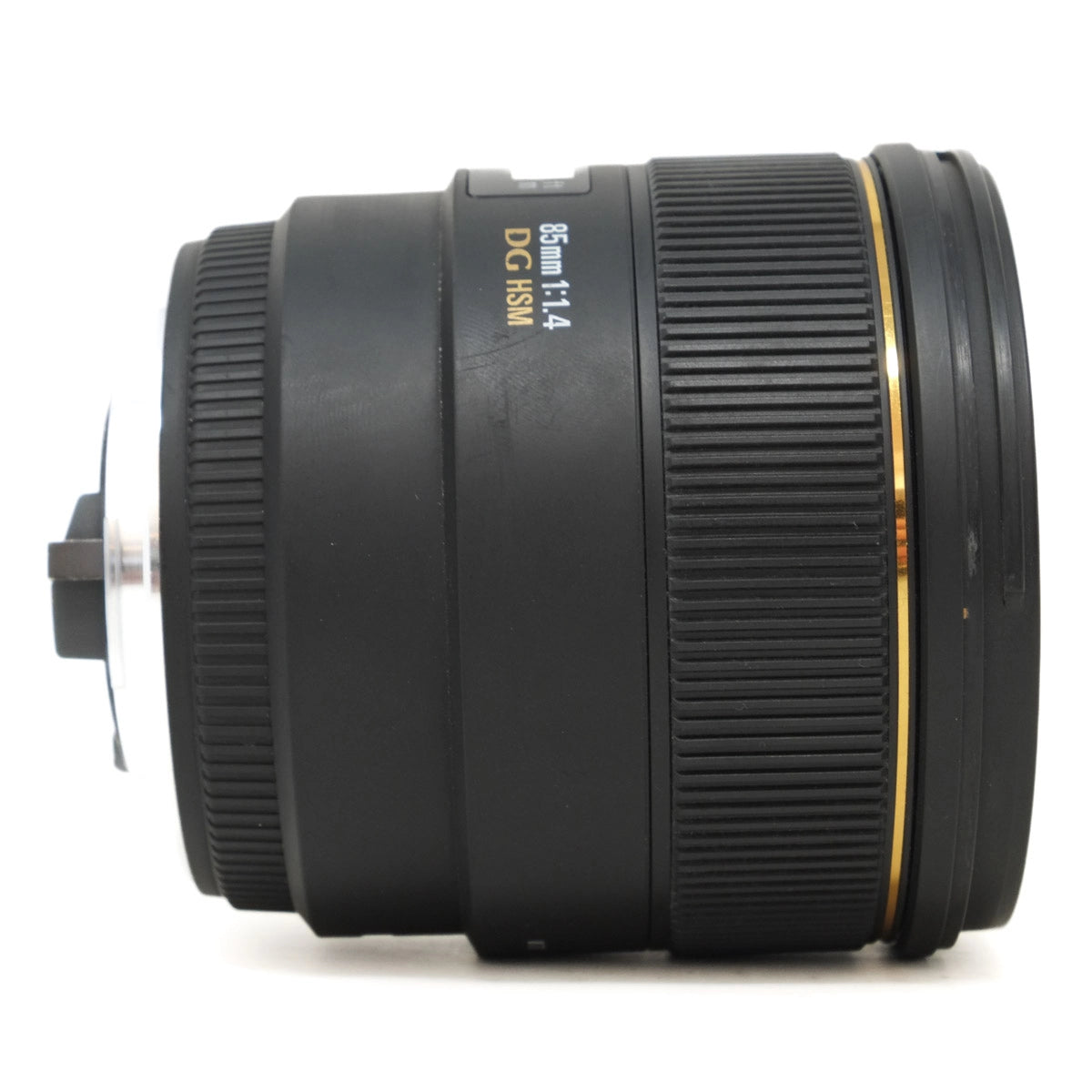Camera lens with text on a white background