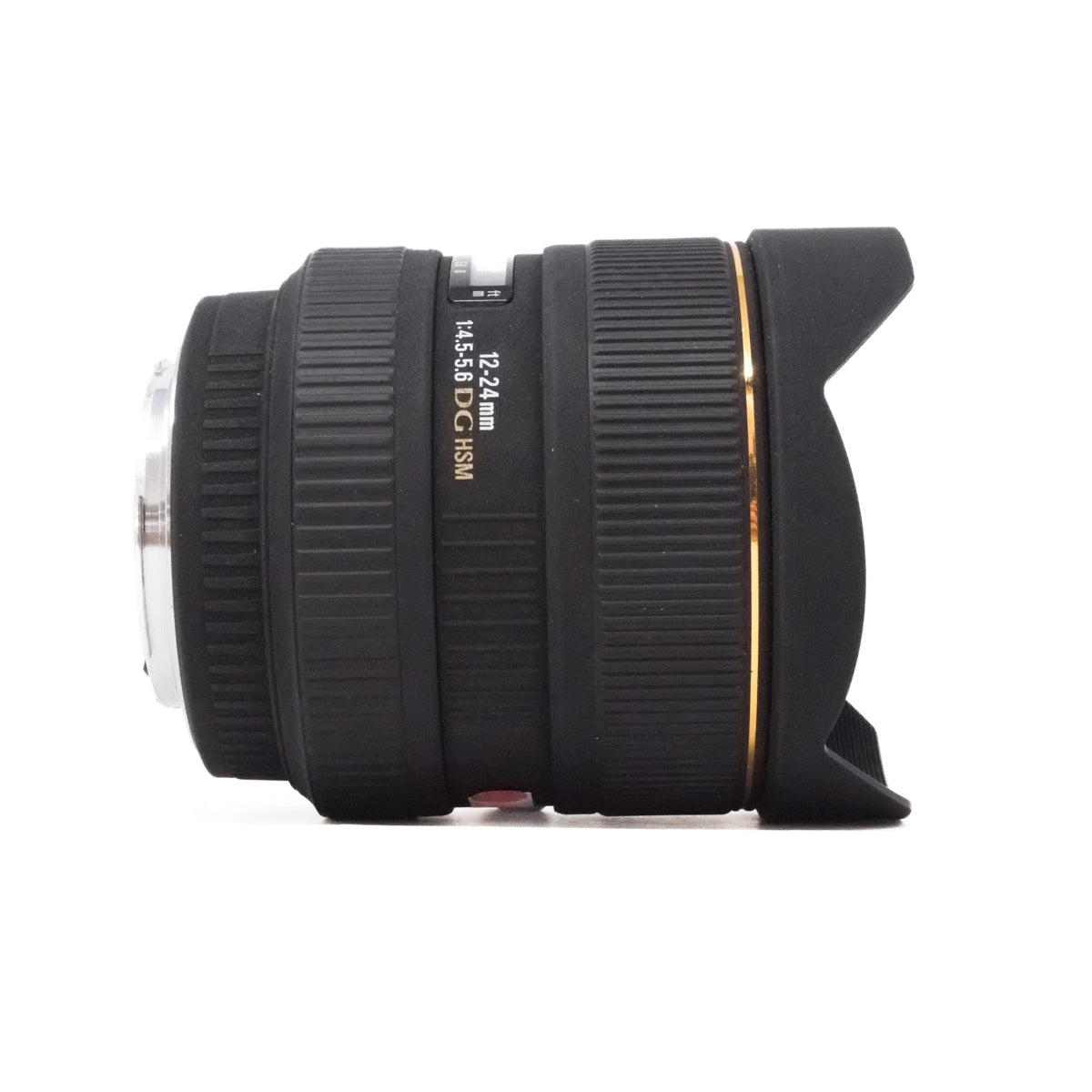 Used Sigma AF 12-24mm F4/5.6 DG HSM lens side angle