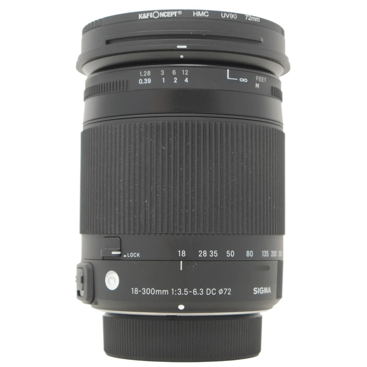 Used Sigma DC 18-300mm F3.5-6.3 DC Lens in Nikon F mount - front angle 