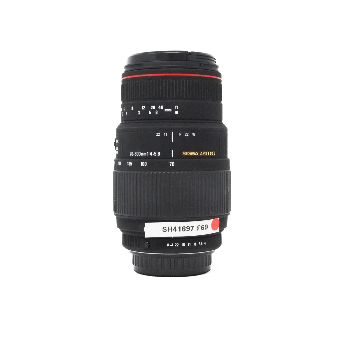 Used Sigma DG 70-300mm F4/5.6 APO lens top angle