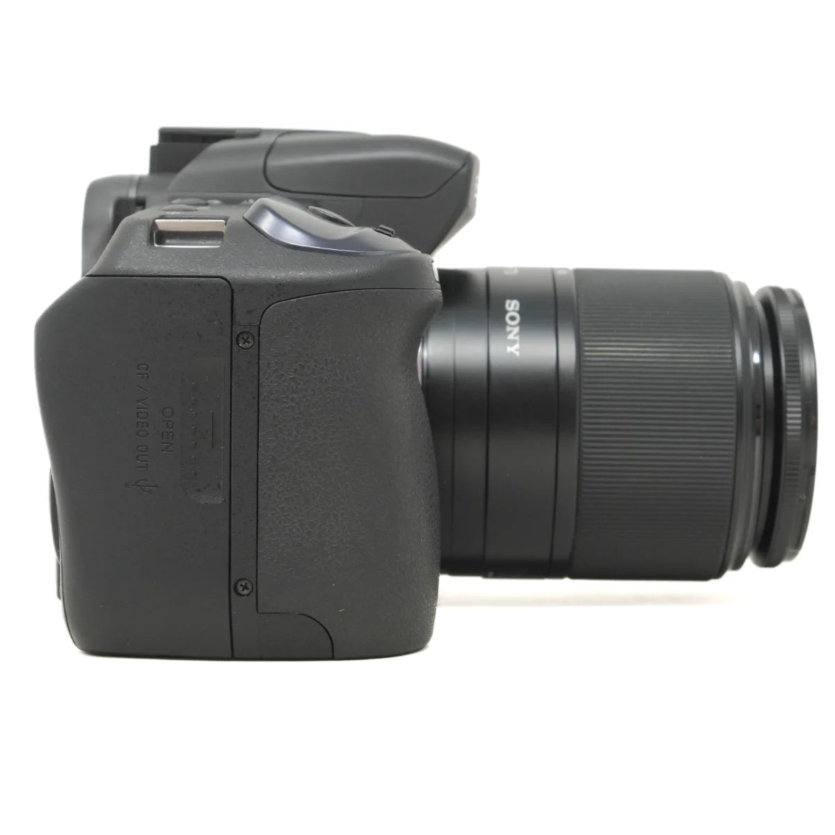 Used Sony A300 DSLR camera with 18-70mm lens - side angle 